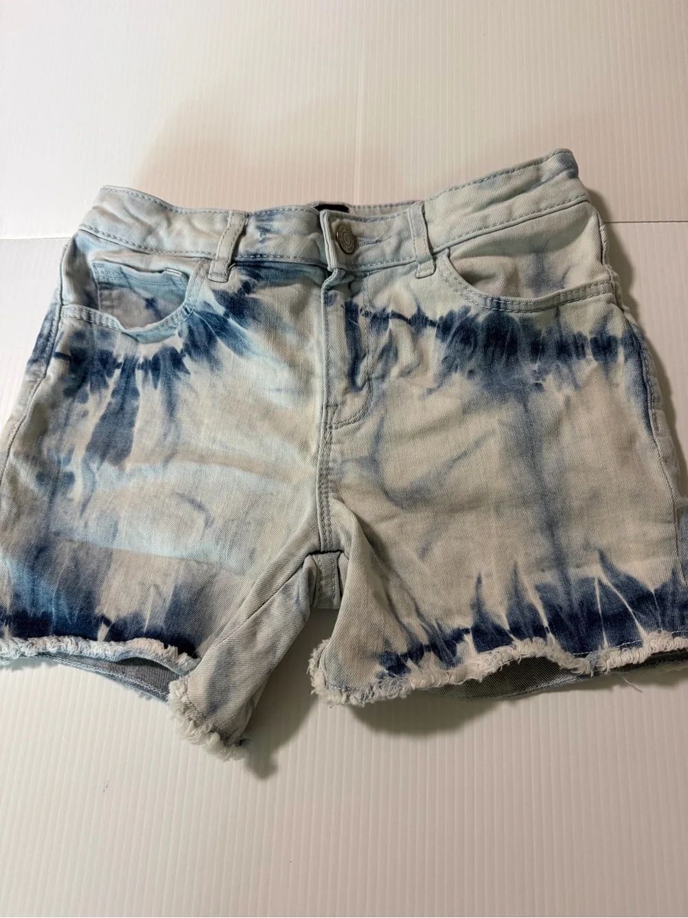 Gap Tie-Dye Denim Shorts Light Blue Navy girls size 12